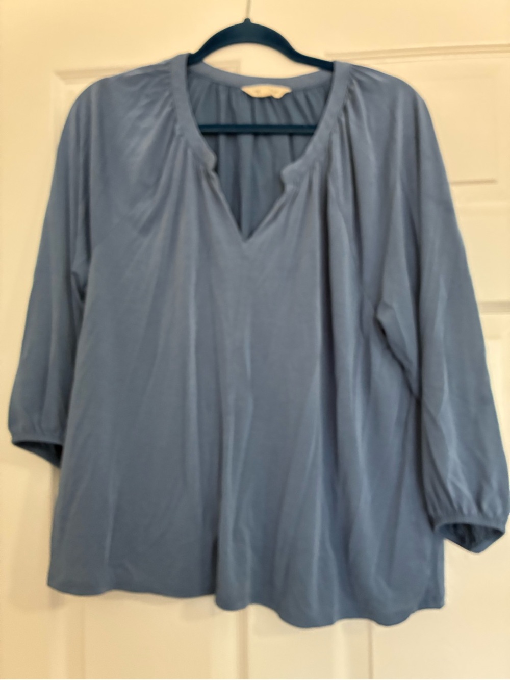 Lucky Brand Dusty Blue Split V-Neck Tunic